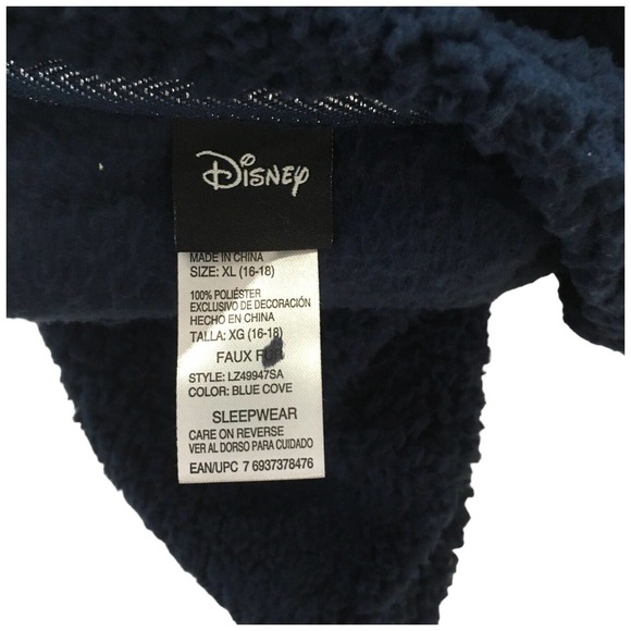 New Disney Mickey Mouse Sherpa Pullover Silver Foil Long Sleeve Girls Blue XL - Picture 8 of 8